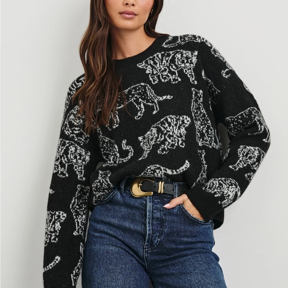 Rails Black Perci Sweater Charcoal Cats Black Crewneck Pullover Size Small